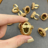 Sudan Stone Water Aluminum Changing Stone Spot Drill Oval 15*20 High-End Ring