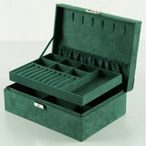 Suede Green Jewelry Box Necklace Earring Ring Organizers Case Jewellery Holder