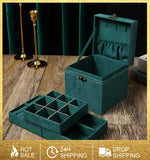 Suede Green Jewelry Box Necklace Earring Ring Organizers Case Jewellery Holder