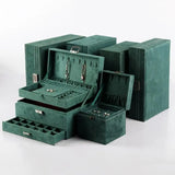 Suede Green Jewelry Box Necklace Earring Ring Organizers Case Jewellery Holder