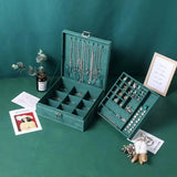 Suede Green Jewelry Box Necklace Earring Ring Organizers Case Jewellery Holder