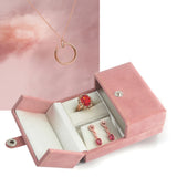 Suede Jewelry Box Double Open Velvet Ring Pendant Earrings Stud Necklace Box