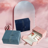 Suede Jewelry Box Double Open Velvet Ring Pendant Earrings Stud Necklace Box