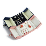 Suede Jewelry Box Double Open Velvet Ring Pendant Earrings Stud Necklace Box