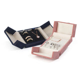Suede Snap Double Open Jewelry Set Gift Storage Box