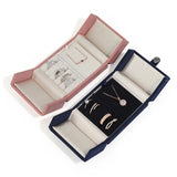 Suede Snap Double Open Jewelry Set Gift Storage Box
