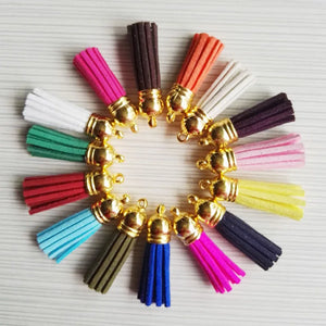 100pcs Mixed Leather Tassels for Keychain and Charm Jewelry 1.5 inch
