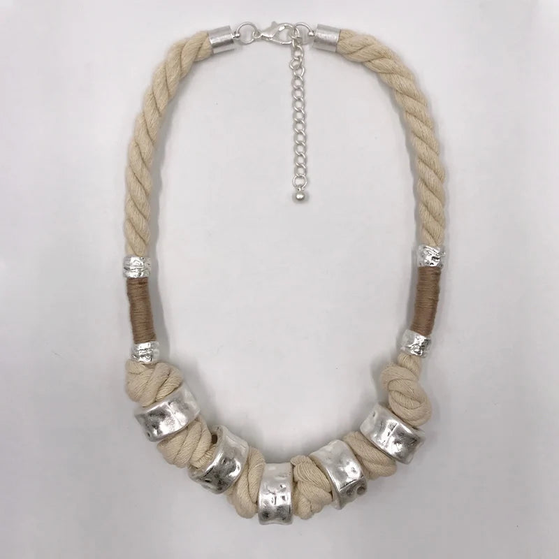 Boho Jewelry Earthy Necklace Gothic Natural Cotton Cords Collares