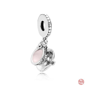 925 Silver Butterfly Pendant Nail Polish Dumbbell Love Charms Beads