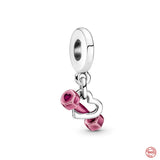 925 Silver Butterfly Pendant Nail Polish Dumbbell Love Charms Beads