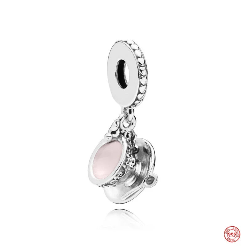 925 Silver Butterfly Pendant Nail Polish Dumbbell Love Charms Beads