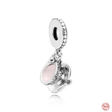 925 Silver Butterfly Pendant Nail Polish Dumbbell Love Charms Beads
