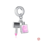 925 Silver Butterfly Pendant Nail Polish Dumbbell Love Charms Beads