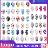 925 Silver Bracelet Jewelry Logo Glass Charms For Making