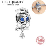 S925 Sterling Silver Owl Birthday Cake Charm Necklace