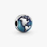 925 Silver Globe Clip Charm & Sail Boat Dangle Charm