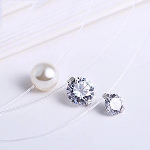 925 Silver Choker Crystal Necklace Zircon Women Clavicle Chain