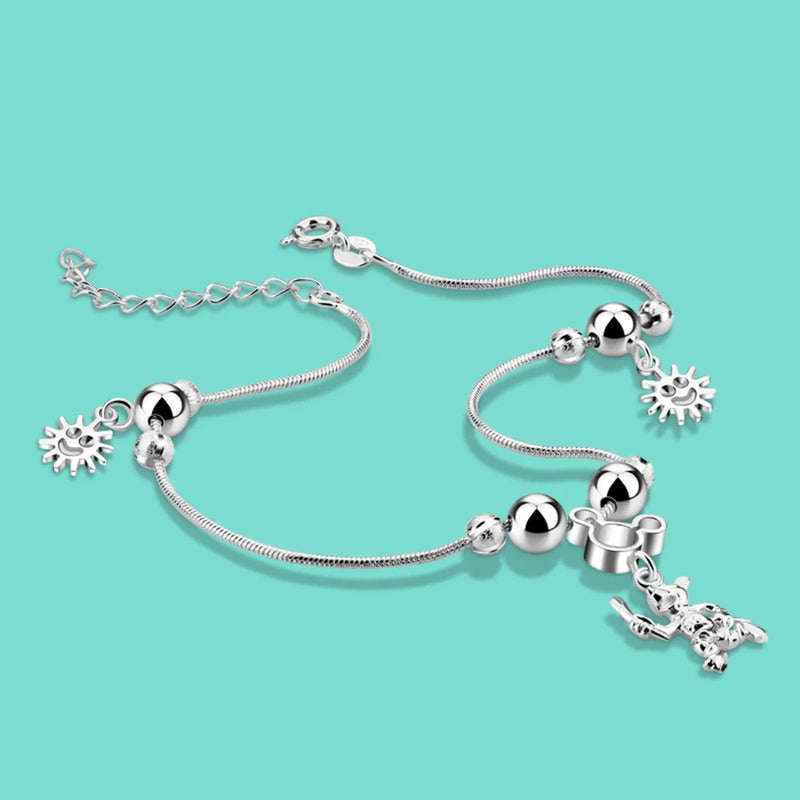 Summer 925 Sterling Silver Anklet Female Cartoon Pendant