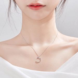 925 Silver Moon Pendant Necklace for Women, Short Chain for Party Gift