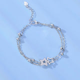 925 Silver Double Star Bracelet Flash Diamond Birthday Gift