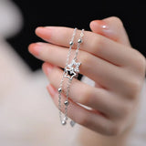 925 Silver Double Star Bracelet Flash Diamond Birthday Gift