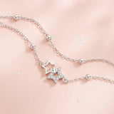 925 Silver Double Star Bracelet Flash Diamond Birthday Gift