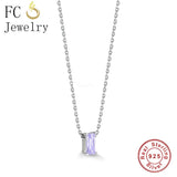 925 Silver Zircon Pendant Necklace, Birthday Mother Gift