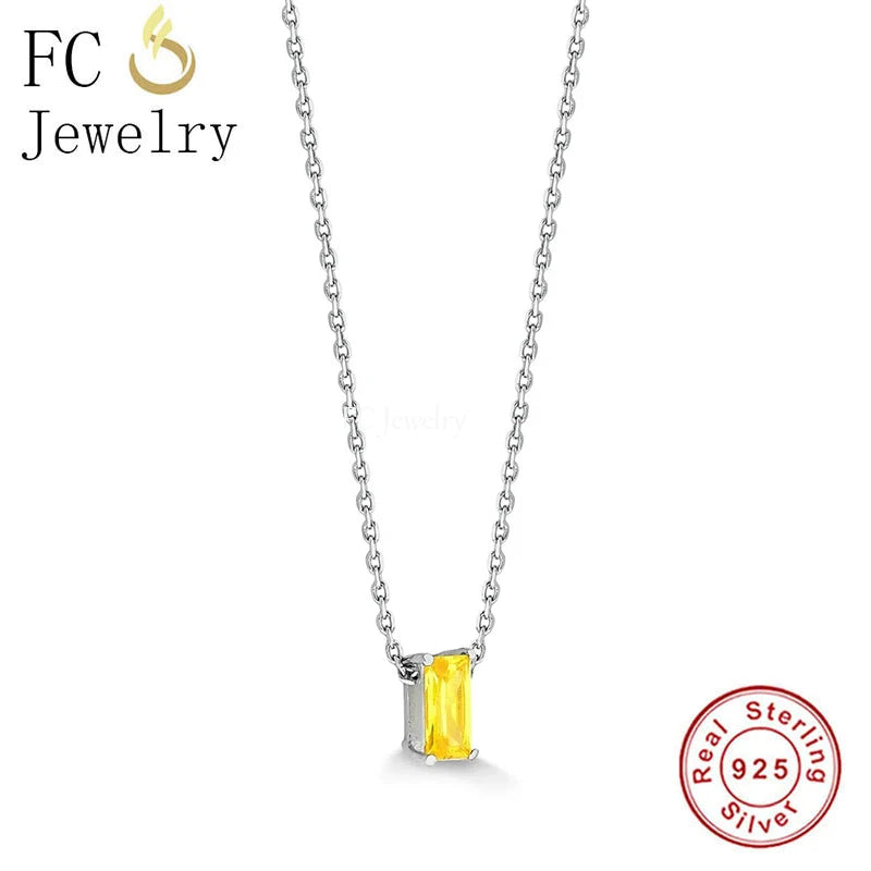 925 Silver Zircon Pendant Necklace, Birthday Mother Gift