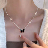 925 Silver Butterfly Necklace Clavicle Chain Pendant