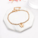 Summer Beach Butterfly Anklets Rhinestone Acrylic Womens Anklets Foot Chains