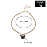 Summer Beach Butterfly Anklets Rhinestone Acrylic Womens Anklets Foot Chains