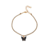Summer Beach Butterfly Anklets Rhinestone Acrylic Womens Anklets Foot Chains