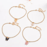 Summer Beach Butterfly Anklets Rhinestone Acrylic Womens Anklets Foot Chains