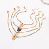 Summer Beach Butterfly Anklets Rhinestone Acrylic Womens Anklets Foot Chains