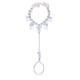 Summer Beach CZ Finger Anklet Toe Ring Bracelet Women Bling Jewelry