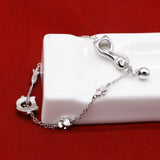 925 Silver Chain Cat Bell Pendant Ankle Bracelet 22.5CM