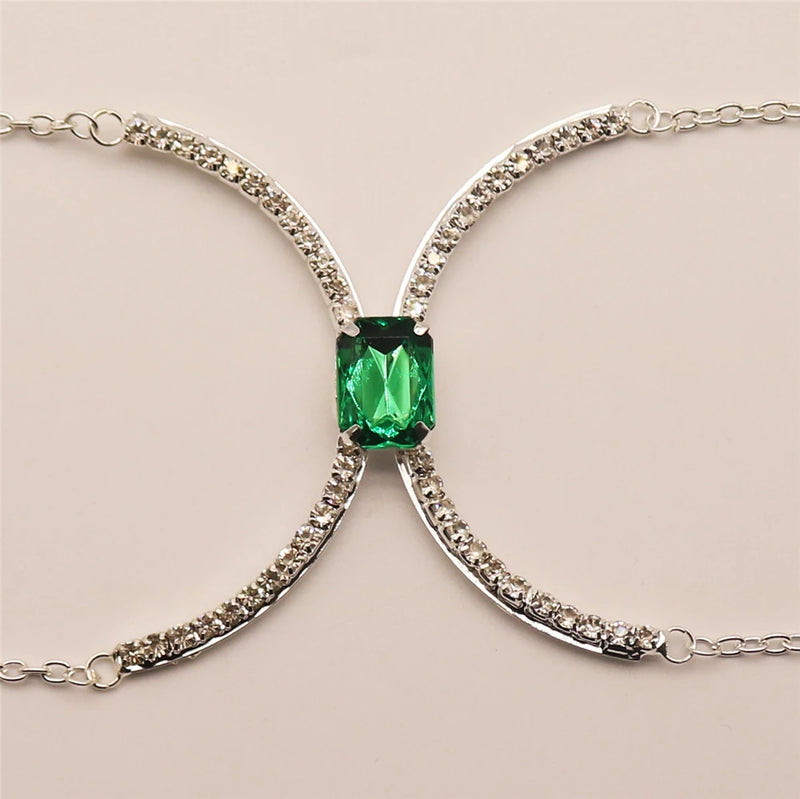 Summer Beach Rhinestone Cross Chest Bra Chain Body Jewelry
