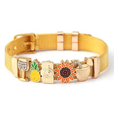 Crystal Charms Keeper Bracelet Stainless Steel Mesh for Women