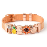 Crystal Charms Keeper Bracelet Stainless Steel Mesh for Women