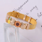 Crystal Charms Keeper Bracelet Stainless Steel Mesh for Women