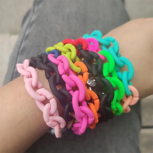 Rainbow Rubber Acrylic Bracelet Boho Style Jewelry