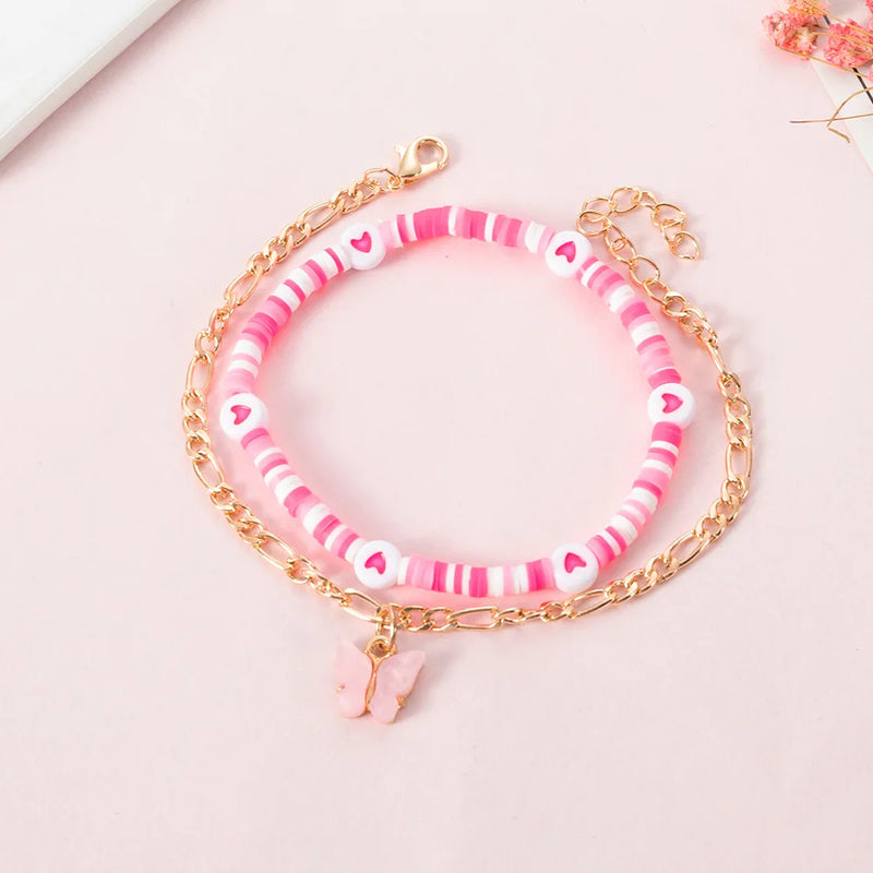 Butterfly Metal Bohemian Sea Soft Pottery Anklet Bracelet