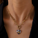 Bohemia Coloured Glaze Heart Necklace Women Ethnic Flower Beads Necklace