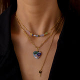 Bohemia Coloured Glaze Heart Necklace Women Ethnic Flower Beads Necklace