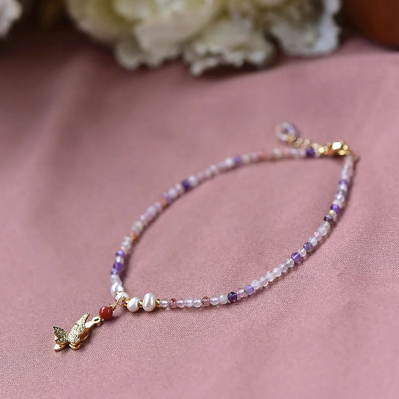 Summer Bohemia Style Pearl Quartz Bead Foot Chain Anklet