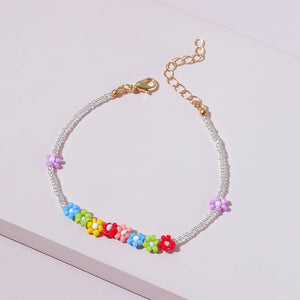 Bohemian Colorful Seed Beads Flower Anklet for Women