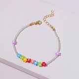 Bohemian Colorful Seed Beads Flower Anklet for Women