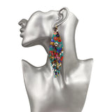 Boho Flower Seed Bead Strand Tassel Earrings
