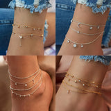 Boho Butterfly Anklet Crystal Ankle Bracelet Foot Chain Leg Bracelet