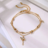 Boho Butterfly Anklet Crystal Ankle Bracelet Foot Chain Leg Bracelet
